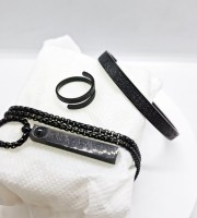 Ayatul Kursi Locket – Bracelet- Ring Combo Set – Black(with lens)